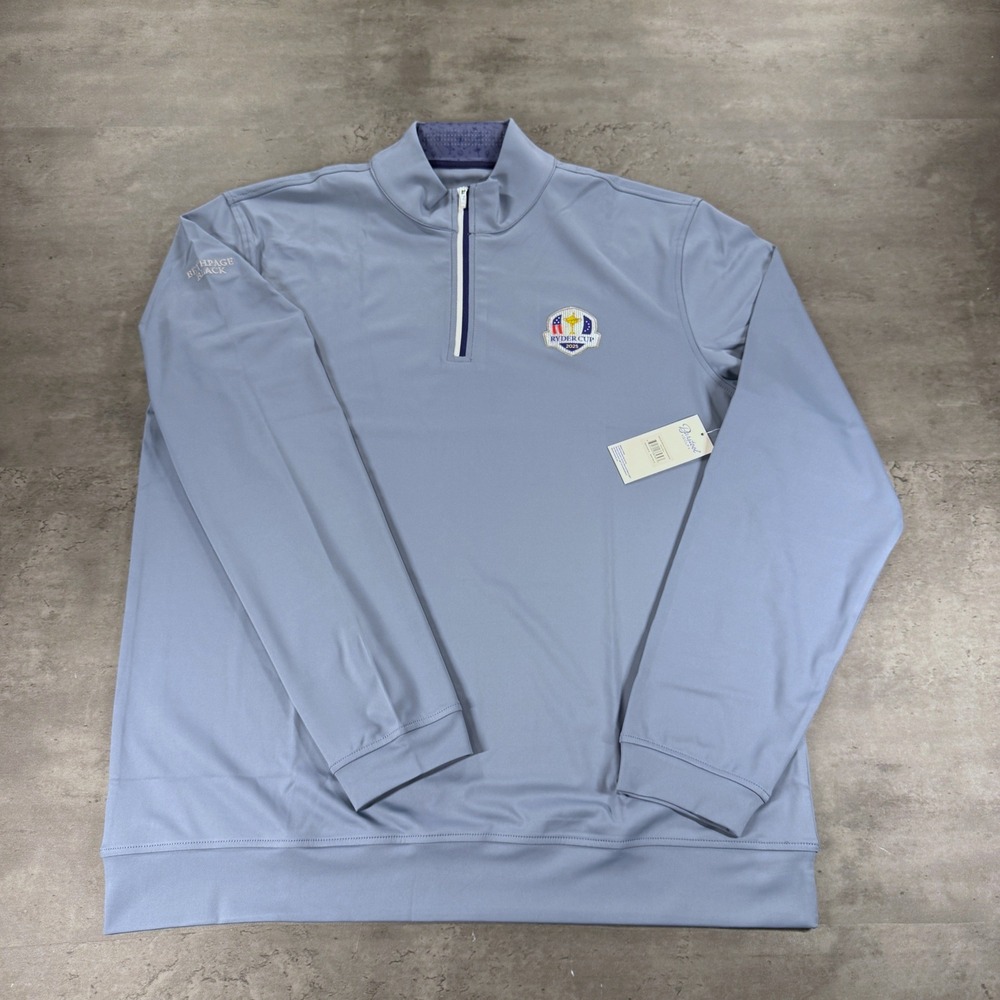 Barstool Golf Ryder Cup Pullover M Blue Gray Golf 1/4 Zip Bethpage Black NEW